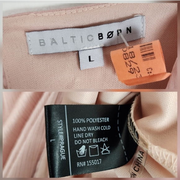 Baltic Born Dress Rose Prague Satin Maxi Deep V Neck Smocked Waist Size L - Picture 2 of 16